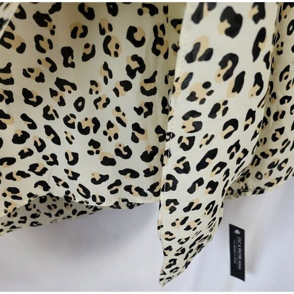 NEW Zac & Rachel Blouse animal print V-neck 3X Plus semi-sheer hi-low hem NWT - Picture 4 of 10